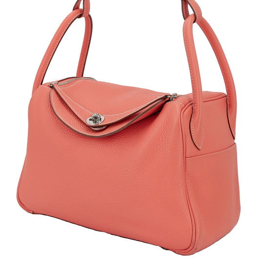 Hermès Lindy 30 shoulder bag in Crevette Clemence leather- Palladium hardware