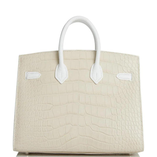 Hermès Sac Faubourg Birkin 20 White Matte Alligator- Palladium Hardware