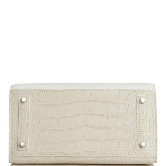 Hermès Sac Faubourg Birkin 20 White Matte Alligator- Palladium Hardware