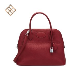 Hermès Bolide 31 Rouge Grenat Clemence Leather Palladium Hardware,