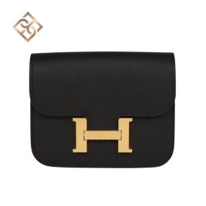 Hermès Constance Slim Wallet Black Epsom Gold Hardware
