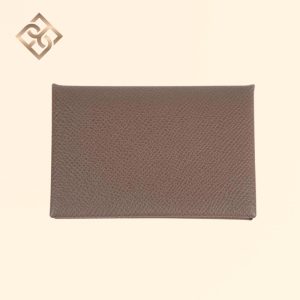 Hermes Calvi Etoupe Epsom Leather Card Holder