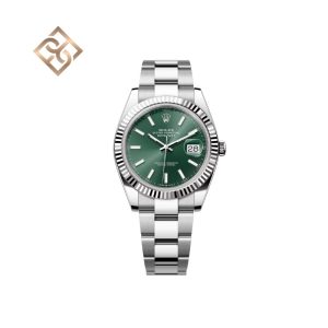 Datejust 41 Oyster, 41 mm, Oystersteel and white gold, Mint green, Oyster - 126334