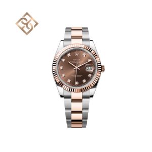 Datejust 41 Oyster, 41 mm, Oystersteel and Everose gold, Chocolate set with diamonds, Oyster - 126331