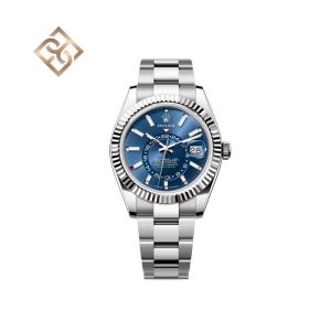 Sky-Dweller Oyster, 42 mm, Oystersteel and white gold, Bright blue, Oyster - 336934