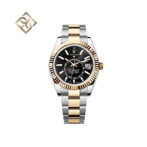 Sky-Dweller Oyster, 42 mm, Oystersteel and yellow gold, Bright black, Oyster - 336933