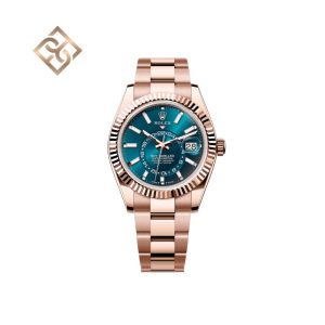 Sky-Dweller Oyster, 42 mm, Everose gold, Blue-green, Oyster - 336935