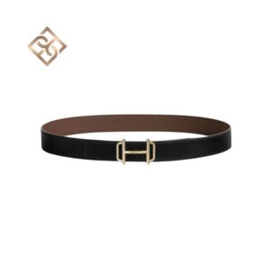 Cuir Seul De Ceinture H 32 Veau 135/Togo Noir/Chocolat
