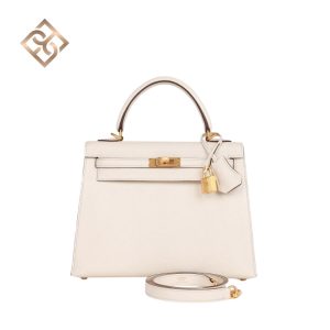 Hermès Kelly Sellier 25 Nata Verso Chevre Brushed Gold Hardware