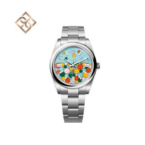 Oyster Perpetual , 41 mm Oystersteel Turquoise blue and Celebration motif 124300