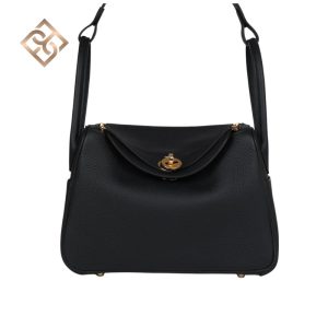 Hermès Lindy 26 Black Clemence Gold Hardware
