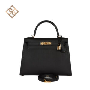 Hermès Kelly Sellier 28 Black Epsom Gold Hardware