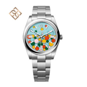 Oyster Perpetual , 41 mm Oystersteel Turquoise blue and Celebration motif - 124300