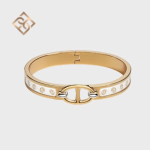 Hermès Mini Clic Chaine d'Ancre Maillon bracelet Jaune or blance - PM