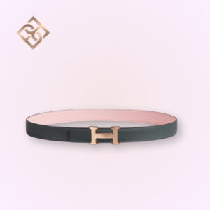 Hermès Mini H belt buckle & Reversible leather strap 24 mm Swift& Epsom Rose Gold Hardware