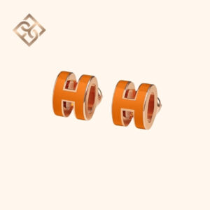 Hermès Mini Pop H Earrings Orange soie