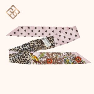 Hermès Rose Pale Jungle Love Love Silk Twilly