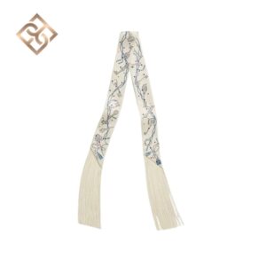 Hermès Les Cles a Pois leather fringes Twilly