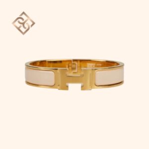 Hermès Beige Nacre Clic Clac H Bracelet PM GHW