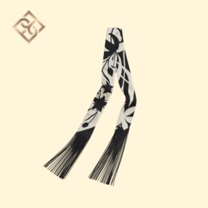 Hermès Silk Ribbon w/ Leather Fringes – Noir