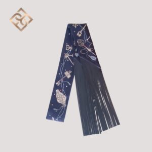 Hermès Twilly Silk Ribbon w/ Leather Fringes – Bleu Claire